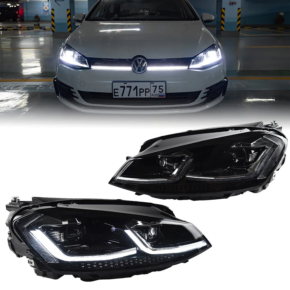 Headlight For VW Golf 7 MK7 2013-2017 Car автомобильные товары LED DRL Hella 5 Xenon Lens Hid H7 Golf 7.5 R LINE Car Accessories