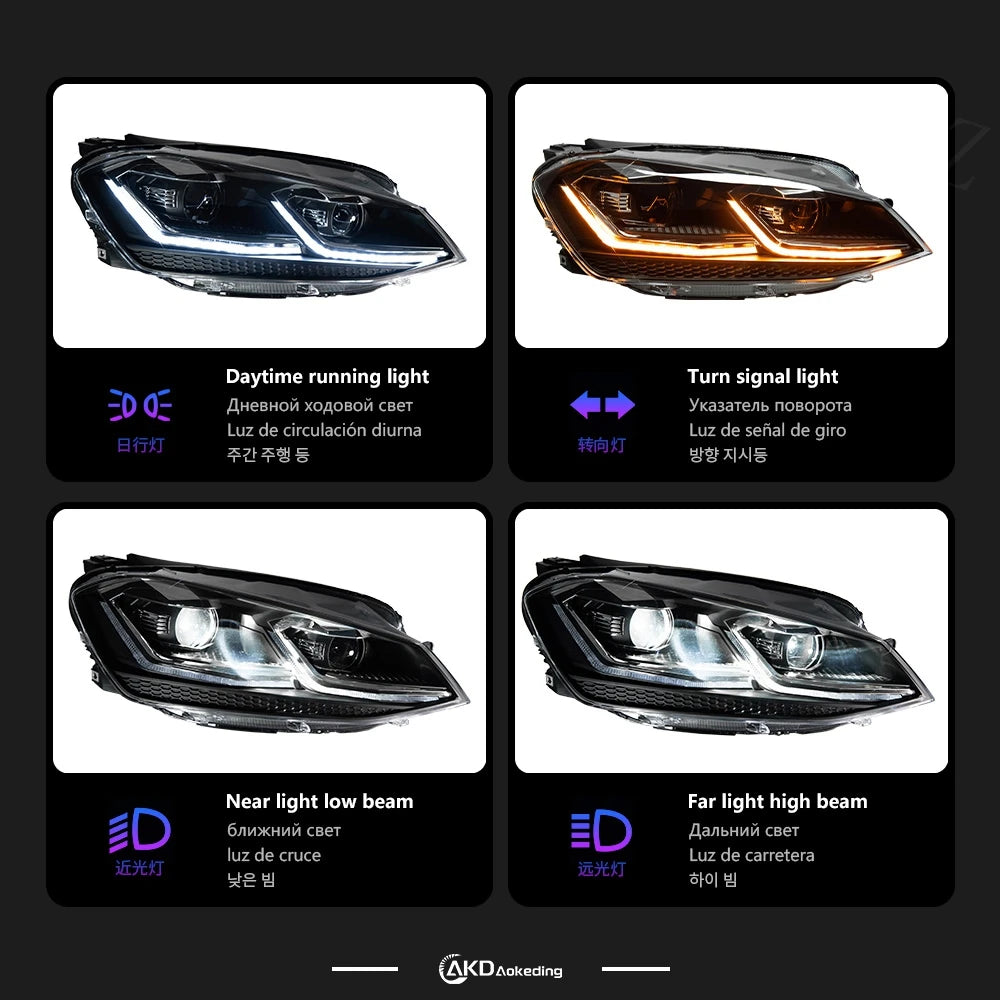 Headlight For VW Golf 7 MK7 2013-2017 Car автомобильные товары LED DRL Hella 5 Xenon Lens Hid H7 Golf 7.5 R LINE Car Accessories