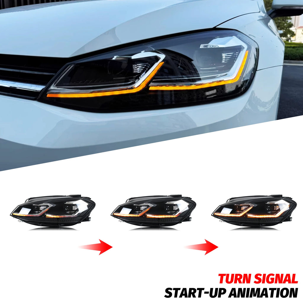 LED Headlights for Volkswagen VW Golf MK7.5 TSI TDI Variant halogen 2017-2020 [not fit GTI/GTD/Rline/MK7] Front Lamps Assembly