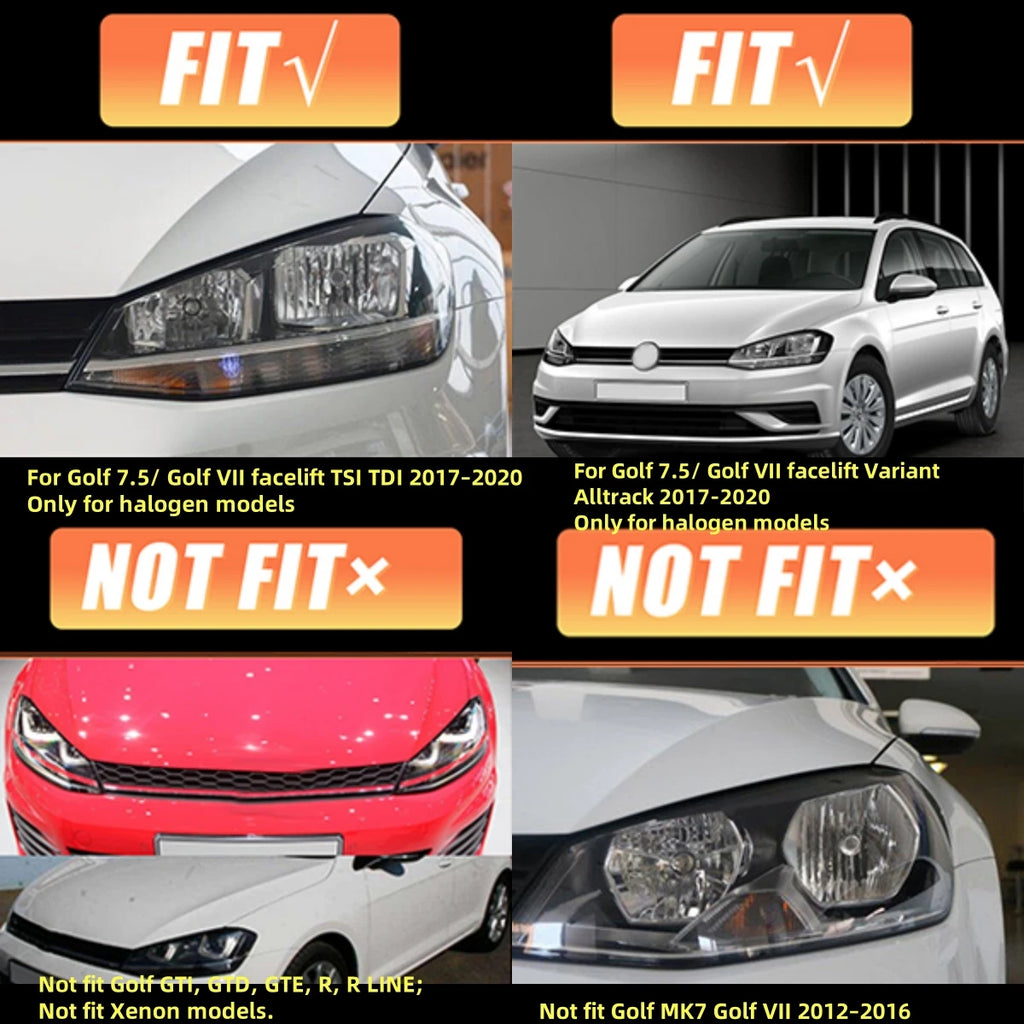LED Headlights for Volkswagen VW Golf MK7.5 TSI TDI Variant halogen 2017-2020 [not fit GTI/GTD/Rline/MK7] Front Lamps Assembly