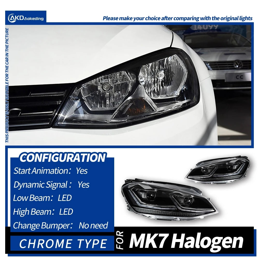 Headlight For VW Golf 7 MK7 2013-2017 Car автомобильные товары LED DRL Hella 5 Xenon Lens Hid H7 Golf 7.5 R LINE Car Accessories