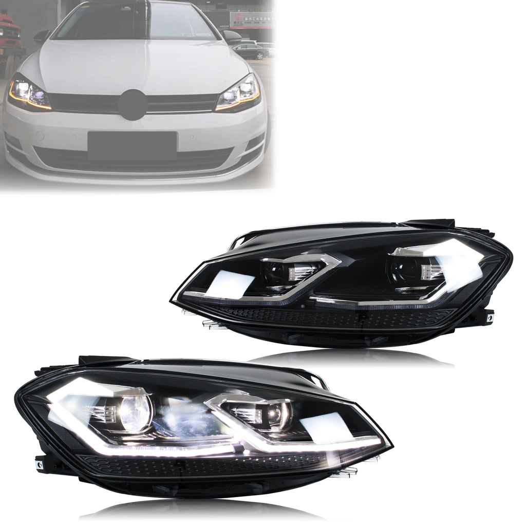 LED Headlights for Volkswagen VW Golf MK7.5 TSI TDI Variant halogen 2017-2020 [not fit GTI/GTD/Rline/MK7] Front Lamps Assembly